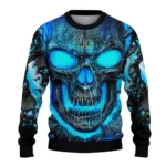 Newcastle United Skull Intensity Blue Black Sweater Best Selling