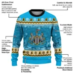 Newcastle United Tree Pattern Blue Sweater Best Selling