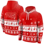 Nottingham Forest Reindeer Motif Red Hoodie Best Selling