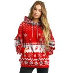 Nottingham Forest Reindeer Motif Red Hoodie Best Selling