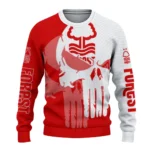 Nottingham Forest Skull Split Red White Sweater Best Selling