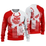 Nottingham Forest Skull Split Red White Sweater Best Selling