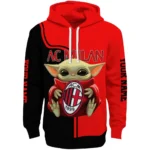 Personalized Ac Milan Baby Yoda Red Black Hoodie Best Selling