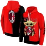 Personalized Ac Milan Baby Yoda Red Black Hoodie Best Selling