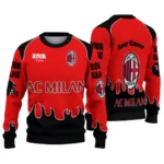 Personalized Ac Milan Flame Border Red Sweater Best Selling