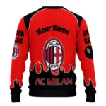 Personalized Ac Milan Flame Border Red Sweater Best Selling