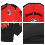 Personalized Ac Milan Flame Border Red Sweater Best Selling