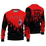 Personalized Ac Milan Flame Outline Red Black Sweater Best Selling