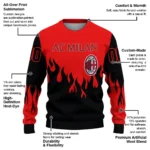 Personalized Ac Milan Flame Outline Red Black Sweater Best Selling
