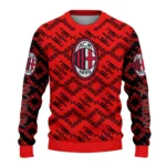 Personalized Ac Milan Lattice Gridwork Red Sweater Best Selling