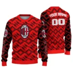 Personalized Ac Milan Lattice Gridwork Red Sweater Best Selling