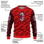 Personalized Ac Milan Lattice Gridwork Red Sweater Best Selling
