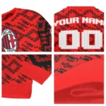 Personalized Ac Milan Lattice Gridwork Red Sweater Best Selling