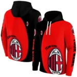 Personalized Ac Milan Minimalist Design Red Black Hoodie Best Selling