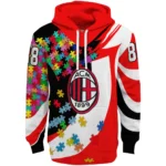 Personalized Ac Milan Puzzle Pieces Red Hoodie Best Selling