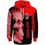 Personalized Ac Milan Skull Motif Red Black Hoodie Best Selling