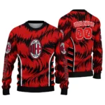 Personalized Ac Milan Swirl Flow Red Sweater Best Selling
