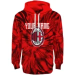 Personalized Ac Milan Tie Dye Pattern Red Hoodie Best Selling