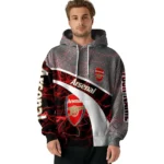 Personalized Arsenal Hexagonal Mesh Red Black Gray Hoodie Best Selling