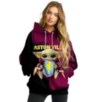Personalized Aston Villa Baby Yoda Claret Black Hoodie Best Selling