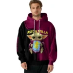 Personalized Aston Villa Baby Yoda Claret Black Hoodie Best Selling