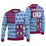 Personalized Aston Villa Christmastree Bands White Sweater Best Selling