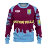 Personalized Aston Villa Flame Border Claret Sweater Best Selling
