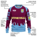 Personalized Aston Villa Flame Border Claret Sweater Best Selling