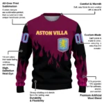Personalized Aston Villa Flame Outline Claret Black Sweater Best Selling