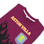 Personalized Aston Villa Flame Outline Claret Black Sweater Best Selling