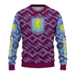 Personalized Aston Villa Lattice Gridwork Claret Sweater Best Selling