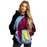 Personalized Aston Villa Minimalist Design Claret Black Hoodie Best Selling