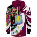 Personalized Aston Villa Puzzle Pieces Claret Hoodie Best Selling