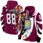 Personalized Aston Villa Puzzle Pieces Claret Hoodie Best Selling