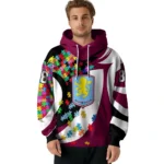 Personalized Aston Villa Puzzle Pieces Claret Hoodie Best Selling