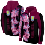 Personalized Aston Villa Skull Motif Claret Black Hoodie Best Selling