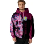Personalized Aston Villa Skull Motif Claret Black Hoodie Best Selling