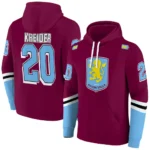 Personalized Aston Villa Striped Sleeves Claret Hoodie Best Selling