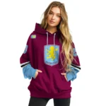 Personalized Aston Villa Striped Sleeves Claret Hoodie Best Selling