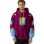 Personalized Aston Villa Striped Sleeves Claret Hoodie Best Selling