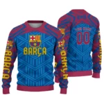 Personalized Barcelona Chevron Pattern Blue Sweater Best Selling