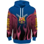 Personalized Barcelona Flame Design Blue Hoodie Best Selling