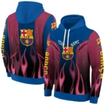 Personalized Barcelona Flame Design Blue Hoodie Best Selling