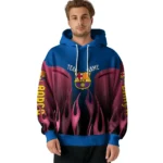 Personalized Barcelona Flame Design Blue Hoodie Best Selling