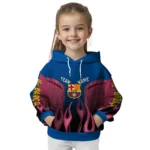 Personalized Barcelona Flame Design Blue Hoodie Best Selling