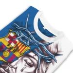 Personalized Barcelona Jesus Tears Blue White Sweater Best Selling