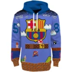 Personalized Barcelona Mario Blue Black Hoodie Best Selling