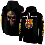 Personalized Barcelona Punisher Skull Black Hoodie Best Selling