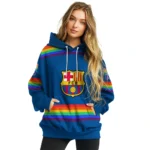 Personalized Barcelona Rainbow Stripes Blue Hoodie Best Selling