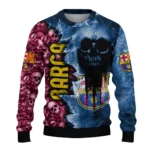 Personalized Barcelona Skull Collage Blue Sweater Best Selling